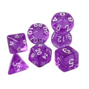 Vitrum Violet – Przezroczyste Kości RPG D4–D20 (7 szt.)