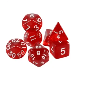 Vitrum Red – Przezroczyste Kości RPG D4–D20 (7 szt.)